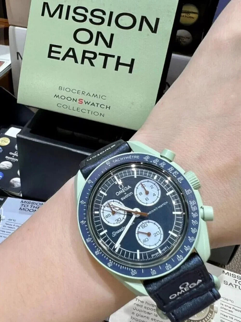 Omega x Swatch Moonswatch Speedmaster Mission to Earth Blue Working
